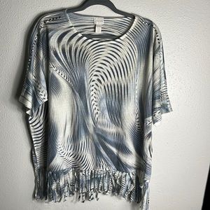 Chicos geometric top size M fringe bottom studded shoulders